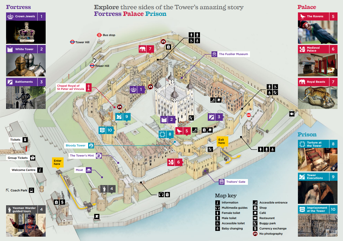 Mapa para visitar la Torre de Londres