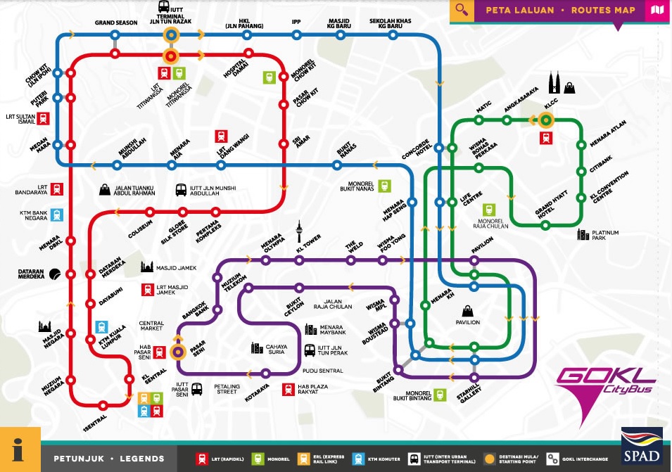 Mapa GoKL Citybus. Go KL