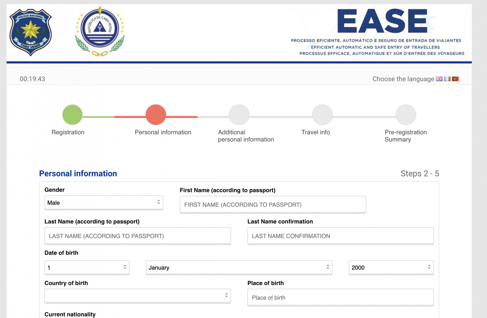 Información personal. Cómo realizar el trámite EASE para viajar a Cabo Verde