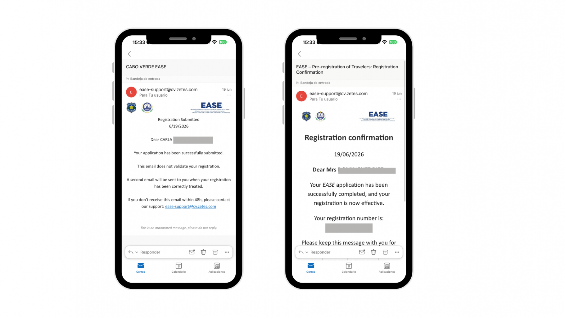Emails de confirmación EASE. Cómo realizar el trámite EASE para viajar a Cabo Verde